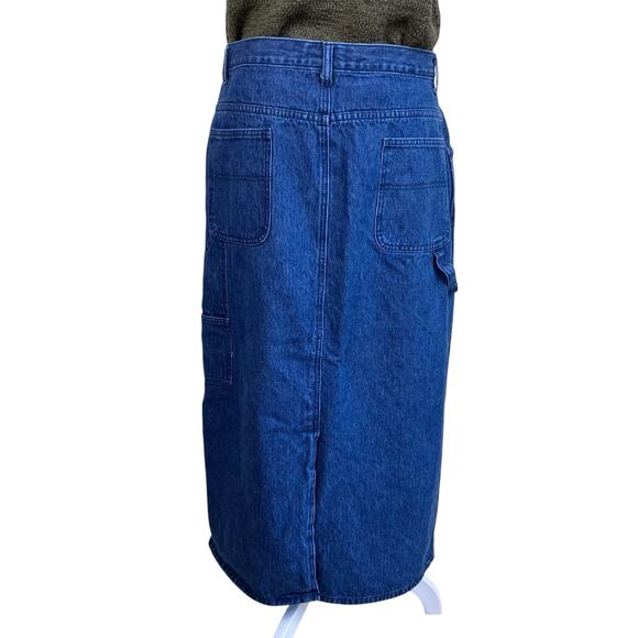 Real Comfort Vintage 90s Carpenter Style Denim Skirt Maxi Length Sz 14 Petite - Picture 8 of 14